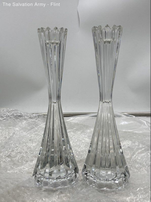 Mikasa Clear Park Lane Crystal Home Decor Taper Candle Holder Lot Of 2