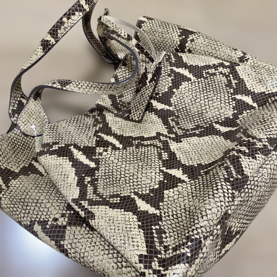 Marco Masi Python Tote Bag Brown Leather Used Sty… - image 3