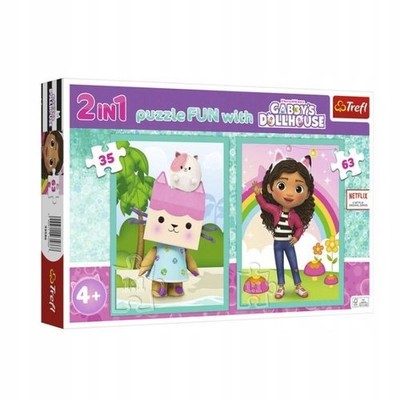 Trefl 2in1 Gabbys Puppenhaus Puzzle 35 & 63 Teile | Spaß für Kinder 4+