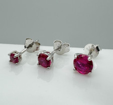 925 REAL Sterling Silver Ruby Stud Earring 3mm 4mm 5mm Single/Pair