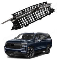 Replacement Front Grill Gloss Black For 2021-2024 Chevy Tahoe Suburban Models