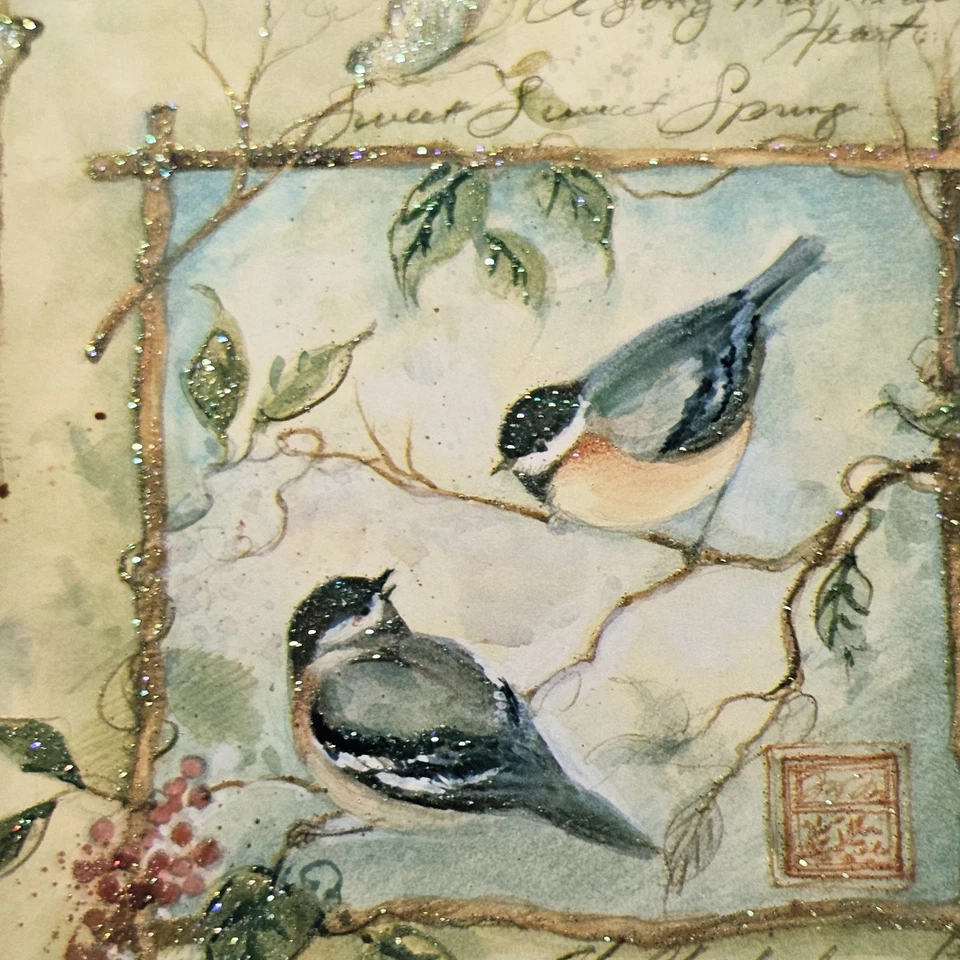 Anniversary Greeting Card Birds French Cottage Butterflies Glitter Leanin Tree - Image 2 of 4