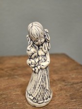 Unique Dog Memorial Gift Little Girl  Puppy Figurine Blue  White