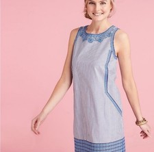 Vineyard Vines Embroidered Cisco Swing Dress Size 4 Ocean Reef Stripe Sleeveless