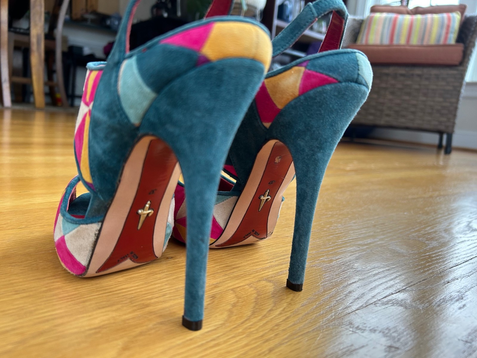 CESARE PACIOTTI Multi-Colors Patchwork Suede Plat… - image 14