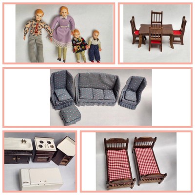 Vintage 50s Caco German family doll house doll furniture 