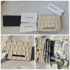 BRAHMIN Mini Key Wallet Indigo Palaminto Genuine Leather BRAND NEW w/Tag &Papers