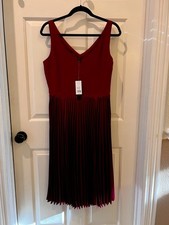Banana Republic Pleated Midi Dress Size 4 Maroon NWT $139