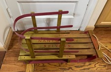 Nantucket Flyer Wooden Kids Pull Sled w/ Metal Rails 31.5  x13.75  x16  