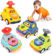 Toddler Toy Cars, 4Pcs Press and Go Baby Toy Cars for 1 2 3 Year Old Boys, Car 