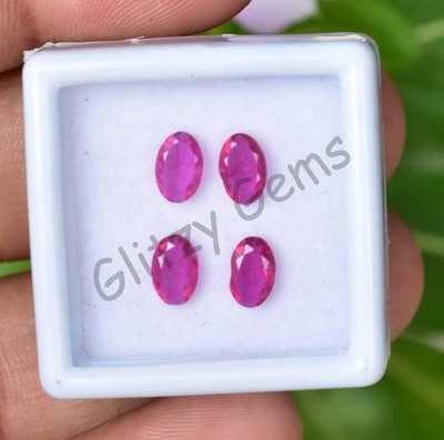 4 Pcs Natural Mogok Pink Ruby Oval 5x4 MM Certified Flawless Loose Gemstone