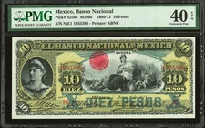 1911 10 Pesos BANCO NACIONAL DE MEXICO S258e M299e PMG 40 EPQ