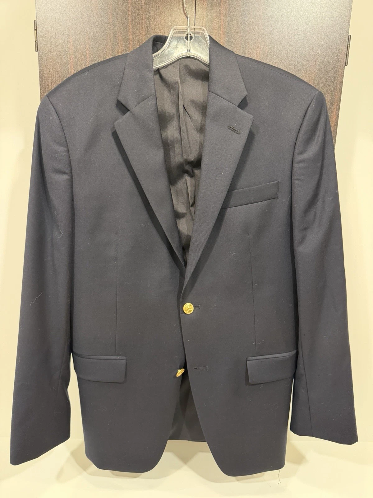 Lauren Ralph Lauren Navy Blazer 38R 100% Wool Gold Button Sport Coat Ivy Trad