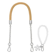 62cm/24.4" PU Leather Braided Purse Straps Apricot, Silver Buckle 