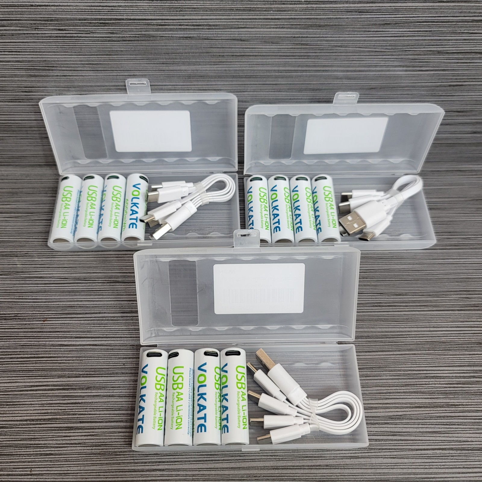 12 Pack USB AA Lithium Ion Rechargeable Batteries 1.5V 4000mWh Type C Cable