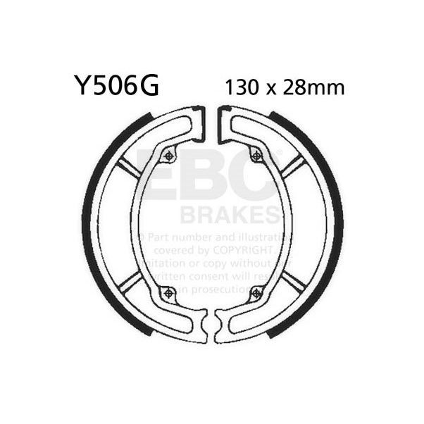 EBC Grooved Brake Shoe Set (5) Rear Left for Yamaha YZ 125 2T 1976 - 1982