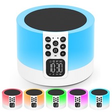 Night Light Bluetooth Speaker Alarm Clock, Sound Machine with White Noise, Di...
