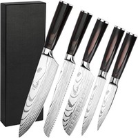 Messerset 5-Tlg KüChenmesser Set Edelstahl Ergonomischer Griff Profi Messer