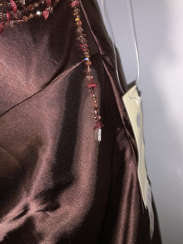 Vintage Y2K Aspeed Asymmetrical Coquette Fairy Brown Gown Dress Prom Large - Picture 9 of 17