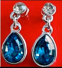 Ohrstecker Neu Tchibo blauer Stein silbernes Metall