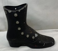 Victorian Style Vintage Black Metal Shoe Planter Vase Pencil Holder