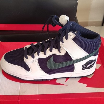 Nike Dunk High Corduroy Navy White Green High Top Men's Sneakers Lace Up