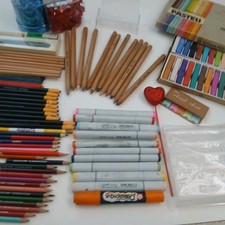 Craft LOT Crafting Supplies Scrapbooking Mixed Markers Pastels Colored Pencils