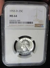 1955 D Washington Quarter NGC MS64 25C