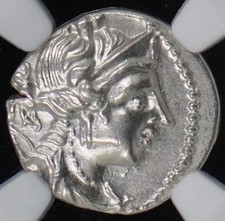 SUPERB Gaul Massalia Artemis & Lion NGC Ch AU 5/5 2nd-1st Centuries BC Drachm