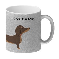Dackel Glitzer-Kaffeebecher Mit Spruch Longdrink