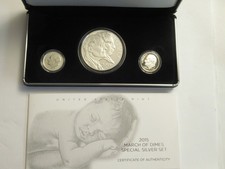 2015 US Mint March of Dimes Special Silver Set, 3 Coins, US Mint PKG/COA 2015 US Mint March of Dimes Special Silver Set, 3 Coins, US Mint PKG/COA