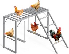 Chicken Perch Swing Chicken Roosting Bars W/ Ladder Coop Metal Pet Swing Set