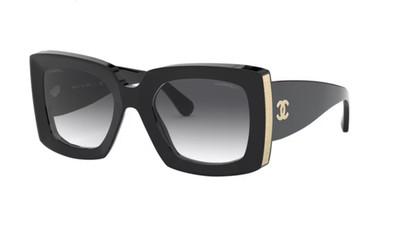 Chanel 5435-A 622S6 53 Black Gold Sunglasses CH5435