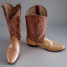 Western Cowboy Lizard Caramel Boots Made In Mexico Good Condition Men's Size-9 M