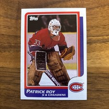 1986-87 Topps Hockey #53 Patrick Roy Montreal Canadiens Rookie Card RC HOF NM. rookie card picture