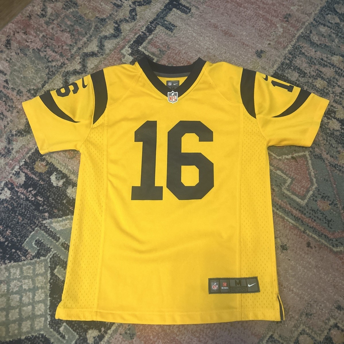 Nike LA Rams #16 Jared Goff Color Rush Yellow Jersey Youth Medium