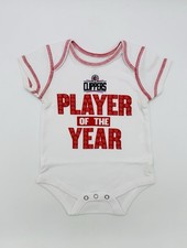 NBA Los Angeles Clippers Boys White Red One Piece Bodysuit Creeper Sz 12M