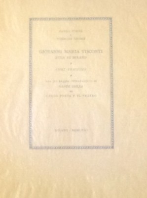 Buch - PORTA Carlo, GROSSI Thomas - GIOVANNI MARIA VISCONTI HERZOG VON MAILAND.
