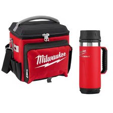 21 Qt. Soft Sided Jobsite Lunch Cooler with PACKOUT Red 18 Oz. Insulated Bottle