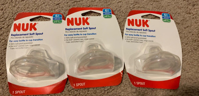 NUK Replacement Silicone Soft Spout Transition 6+m Lot of THREE New