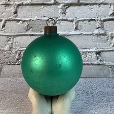 Vintage 1950’s Mercury Glass Solid Green/Teal Color Ornament*POLAND*3”H*