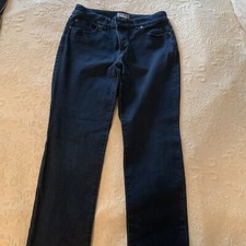 CHICO'S SO SLIMMING STRAIGHT LEG JEANS CHICO'S SZ 1 8-10 REG DARK WASH STRETCH