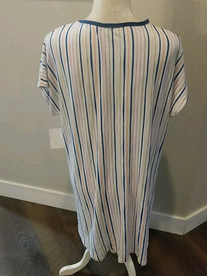 Hanes - Camisa de dormir manga corta a rayas - Mujer - Grande - Multicolor Foto 3 de 4