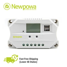 Newpowa Solar Charge Controller PWM 10A/20A 12/24V Auto LCD Regulator Dual USB