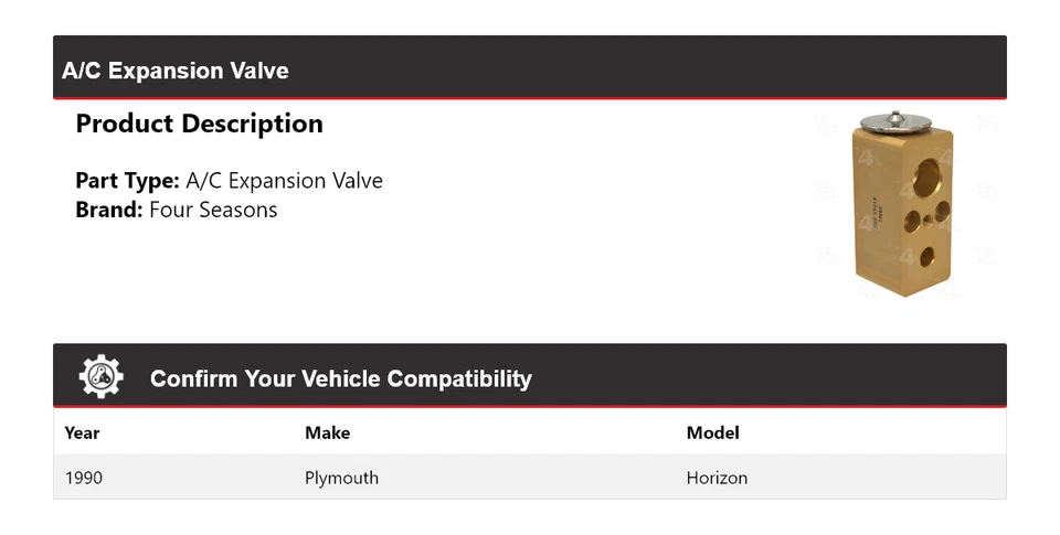 For 1990 Plymouth Horizon A/C Expansion Valve 4 Seasons - Image 2 of 4