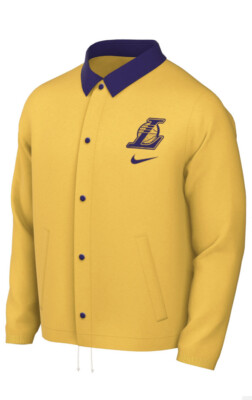 Los Angeles Lakers Nike Yellow Warmup Jacket Men Extra Large Lightweight Snap Up