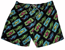 MAUI SONS Aggro Black Neon Green Pink Blue Sharks Swim Pool Shorts Mns NWT 55
