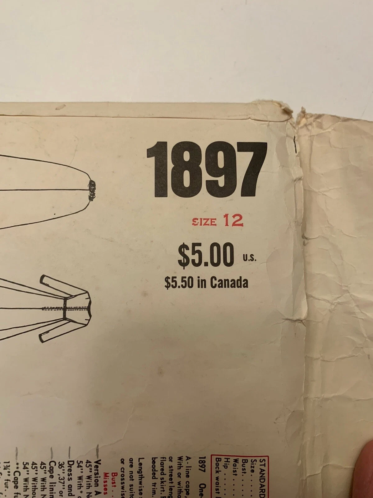 SAINT LAURENT (YSL) Abito vintage Vogue Yves Saint Laurent modello cucito taglia 12 mantello non tagliato