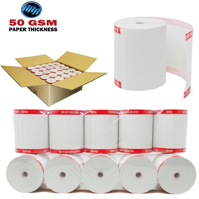 50 GSM Paper Thickness (Coreless) 3 1/8 x 230 thermal paper [50 Rolls