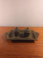 Antique Brass Double Ink Well Stand
